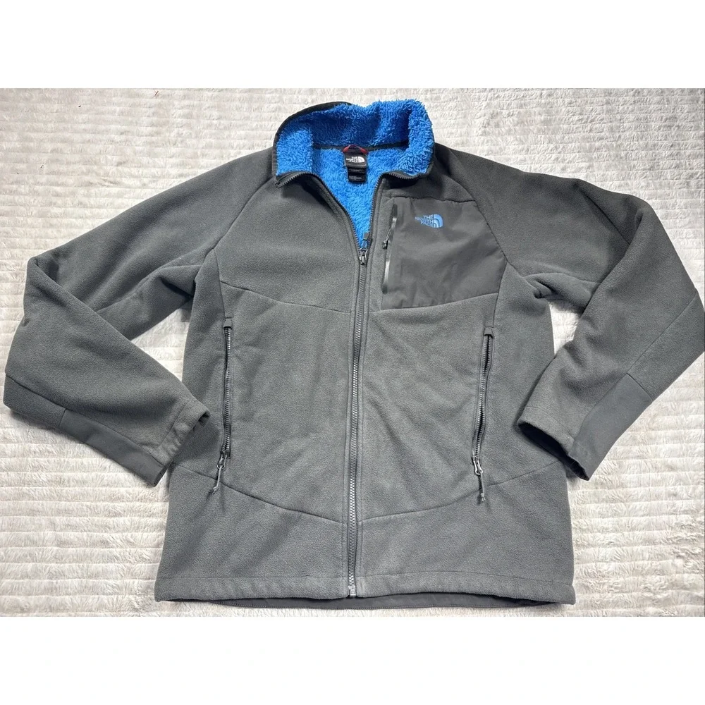 North Face Men's Medium Chimborazo Sherpa-Lined Fleece Full Zip Jacket Gray NICE